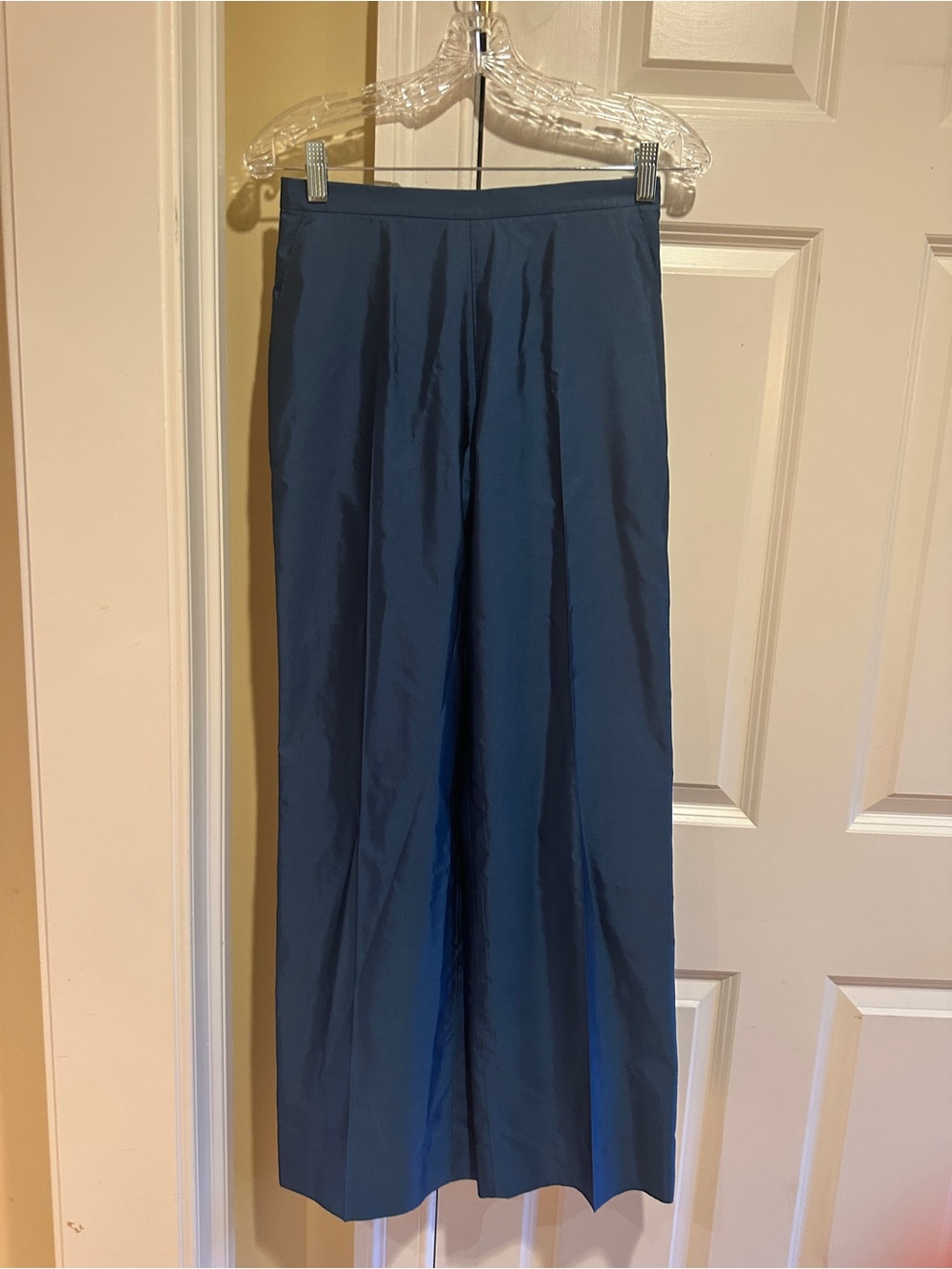 MaxMara Teal Cotton Silk Wide Leg Pants IT 40 US 4 Made in Italy